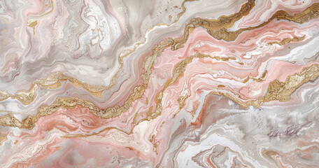 abstract marbled art in rose beige, beige, ivory, silver with gold 