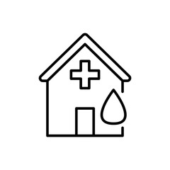 Blood house outline icons, minimalist vector illustration ,simple transparent graphic element .Isolated on white background