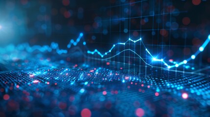 Blue and White Glowing Financial Line Chart Representing Growth and Analysis in Digital Market
