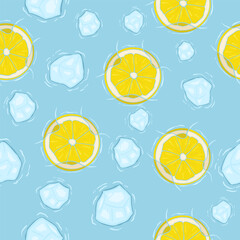 ice and lemon seamless pattern background, summer theme