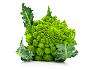 Beautiful and delicate-tasting broccoli romanesco. Organic food. Fresh, raw vegetable 