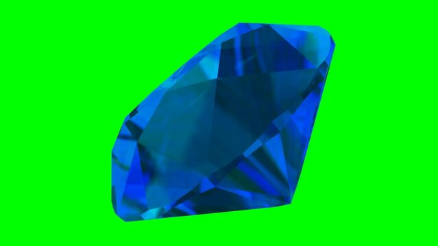 Blue Diamond 3d gren screen , topaz gemstone Green screen