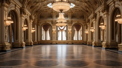 Elegant Victorian Ballroom: Plan a magnificent ballroom with ornate chandeliers, intricate moldings, and a grand marble dance floor, capturing the glamour and grandeur of Victorian-era soir?(C)es