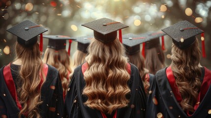 Group of Graduates in Caps and Gowns Celebrating Success