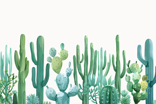 watercolor style cactus illustration background