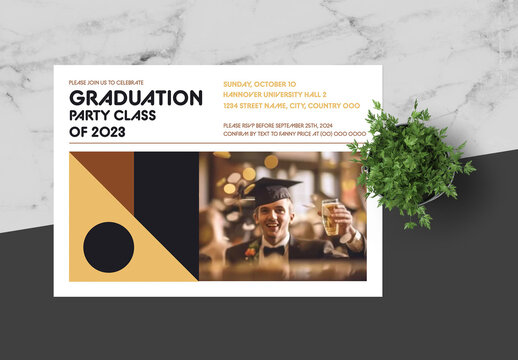 Brown and Yellow Maximalism GraduationCard