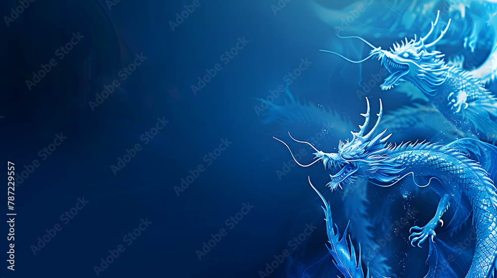 Aufkleber abstract flying dragons on a dark blue background technological background for design on the topic o