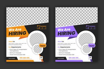 Construction Hire Flyer Design Template We are hiring for job vacancies, construction, and home renovation flyers. Vector orange and purple color layout in A4 flyer size