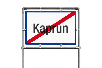 Ortsausfahrt, Schild, Kaprun, Österreich