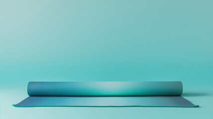 Blank mockup of a gradient yoga mat with calming shades of blue and green. .
