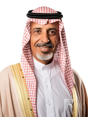 Obraz premium Little fat Arab man smile and happy emotion transparent background