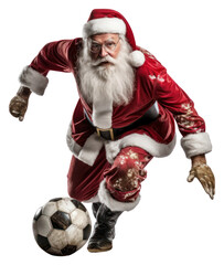 PNG  Santa Claus kick soccer football sports adult.