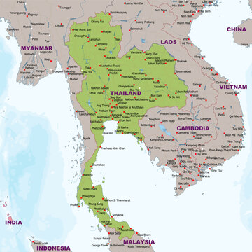 Political map of Thailand vector illustration