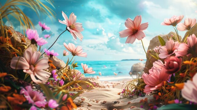 Floral Background on Arid Beach