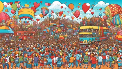 Obraz premium Love Parade Pride Month Illustration Background