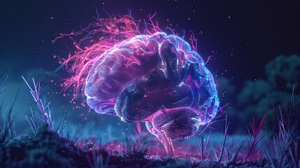 Digital human brain. Futuristic brain design - obrazy, fototapety, plakaty