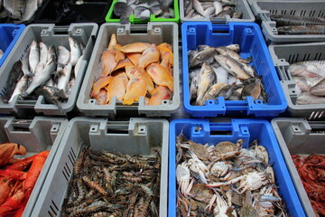 Seafood is sold at a bazaar in Israel.