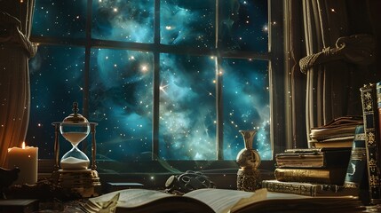 Celestial Countdown: A Mystical Study with an Ancient Hourglass