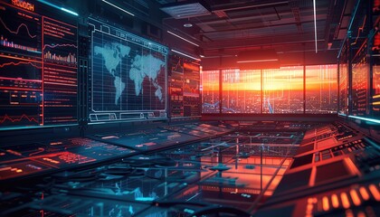 Algorithmic Trading, Illustrate the concept of algorithmic trading and high-frequency trading algorithms with images of computer servers, coding screens, and financial data analysis