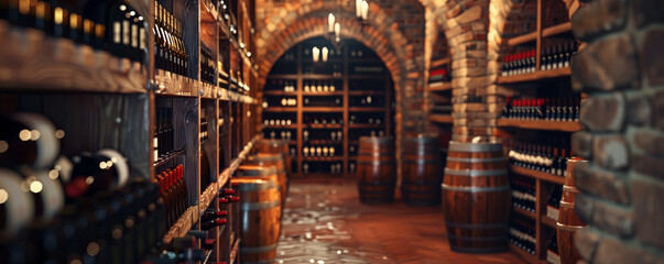 The wine cellar, collection of wine bottles, generated ai
