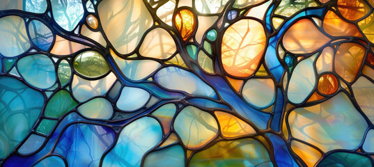 Stained glass window background - 787233579