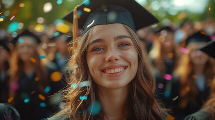 Graduating Woman in Cap and Gown