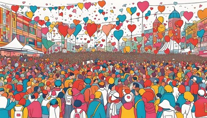 Fototapeta premium Love Parade Pride Month Illustration Background