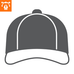 Baseball hat solid icon, glyph style icon for web site or mobile app, clothes and headwear, baseball cap vector icon, simple vector illustration, vector graphics with editable strokes.