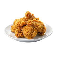 Three fried chicken nuggets are on a white background.