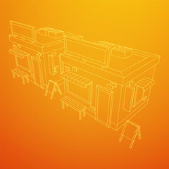 Shop market store. Small business. Wireframe low poly mesh vector illustration.