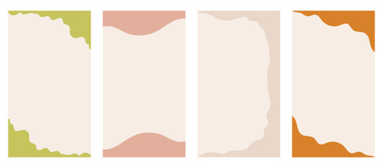 Set of varied shapes for use in vertical stories, promo site headers and footers. Decorative frame separator for imaginative design presented in a basic vector flat style.
