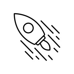 Fast rocket outline icons, minimalist vector illustration ,simple transparent graphic element .Isolated on white background