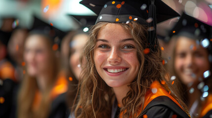 Smiling Female Graduate at Commencement Ceremony
