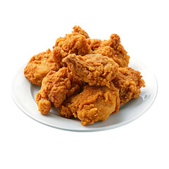 Three fried chicken nuggets are on a white background.