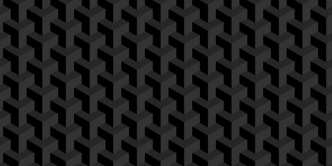 Vector dynamic square cube geometric structure hexagon modern block black backdrop design. Abstract cubes geometric tile and mosaic wall or grid backdrop hexagon technology wallpaper background.