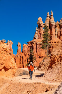 Senior woman hiking in Bryce Canyon National Park