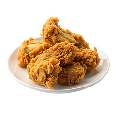 Three fried chicken nuggets are on a white background.