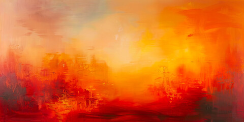 Oil painting in red, orange and yellow tones, fiery abstraction, atmosphere of fire, passion