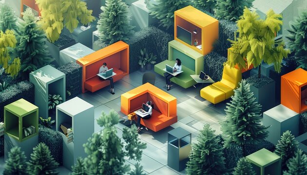 Remote Work Revolution, Visualize remote work setups, virtual meetings, and digital collaboration tools to reflect the transformation in work culture