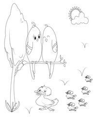 Love Bird Coloring Book Page For Kids