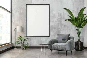 Modern scandinavian interior with poster mockup created with generative ai