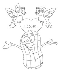 Love Bird Coloring Book Page For Kids