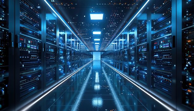 Tech Sector Surge, Capture the excitement and innovation of the technology sector with images of futuristic gadgets, data centers, and bustling tech campuses