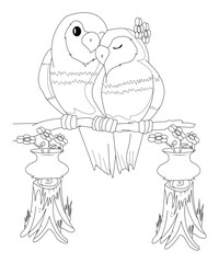 Love Bird Coloring Book Page For Kids