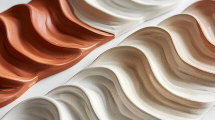 Serene Waves in Terracotta: A Hand-Sculpted Clay Art Form