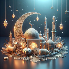 3D illustration of Eid al-Adha holiday design