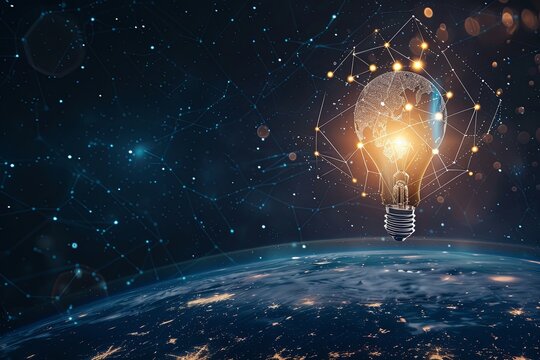 bombilla alumbra por inteligencia artificial. concepto idea
