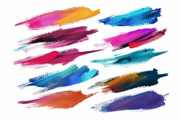 colorful oil brush stroke set on white background --ar 3:2 Job ID: b5490c0f-c0fa-4982-ab6f-11b6f6872e6f