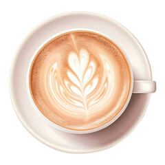 PNG Coffee cup cappuccino latte, digital paint illustration