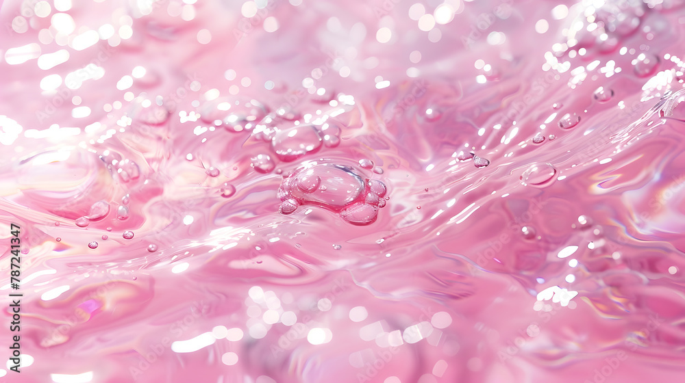 Poster abstract summer banner background transparent pink clear water surface texture with ripples splashes